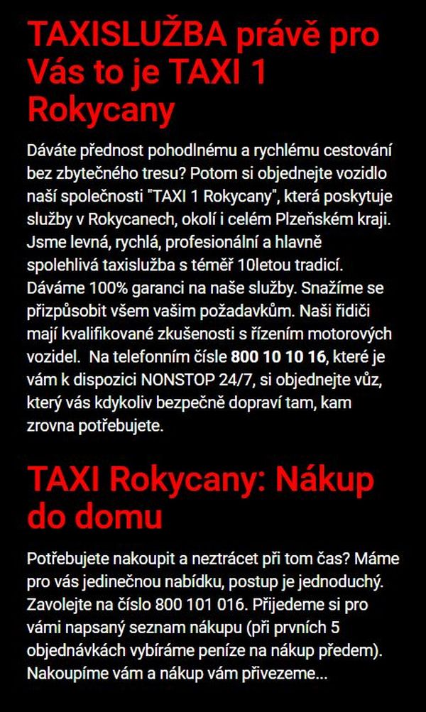 TAXI Rokycany služby taxi