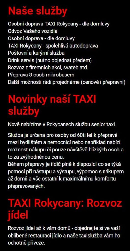 TAXI Rokycany taxislužby